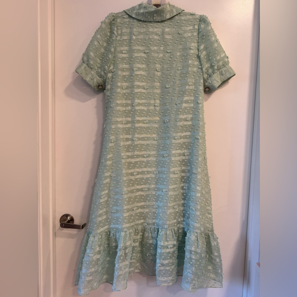 Adele Light Green Ruffled Button-Front Women's Dr… - image 7